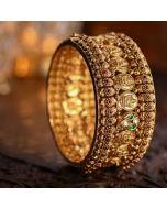 KARATCART Set of 2 Gold Plated American Diamond Studded Bangles