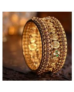 KARATCART Set of 2 Gold Plated American Diamond Studded Bangles